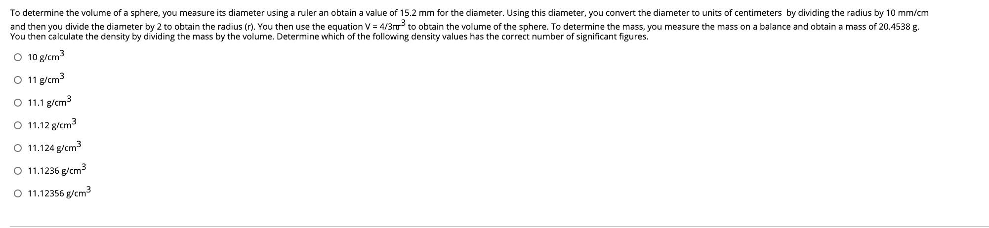 determine the volume of a sphere with a diameter of 70 mm