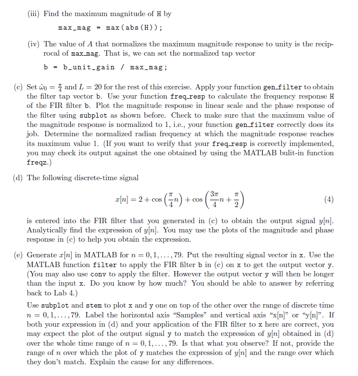 Plotting Frequency Response In Matlab One Can Easi Chegg Com