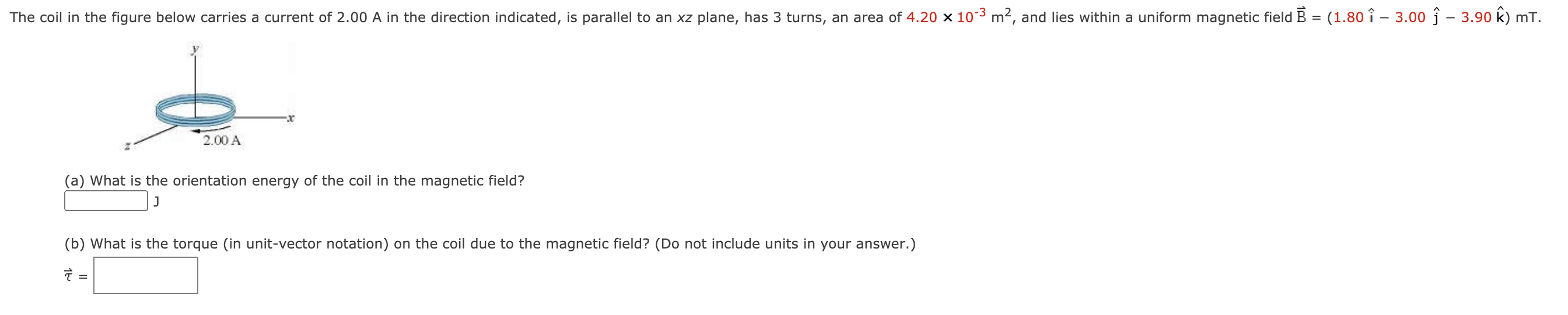 Solved The coil in the figure below carries a current of | Chegg.com