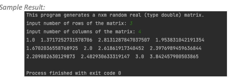 Solved write a java program to generate a 𝑛x𝑚 random real | Chegg.com