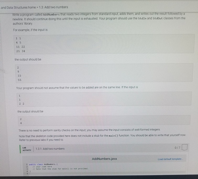 learn data structure and algorithm: adding two numbers... Solved and Data Structures home >1 3: Add two numbers Write | Chegg.com