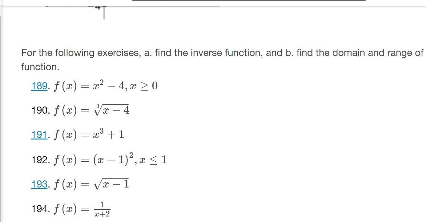 Solved For The Following Exercises, A. Find The Inverse | Chegg.com