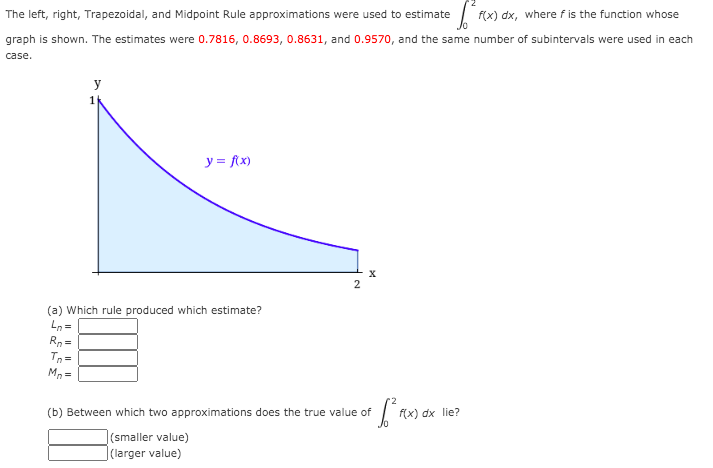 Solved The left, right, Trapezoidal, and Midpoint Rule | Chegg.com