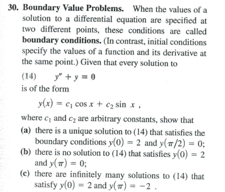 Solved 30. Boundary Value Problems. When the values of a | Chegg.com