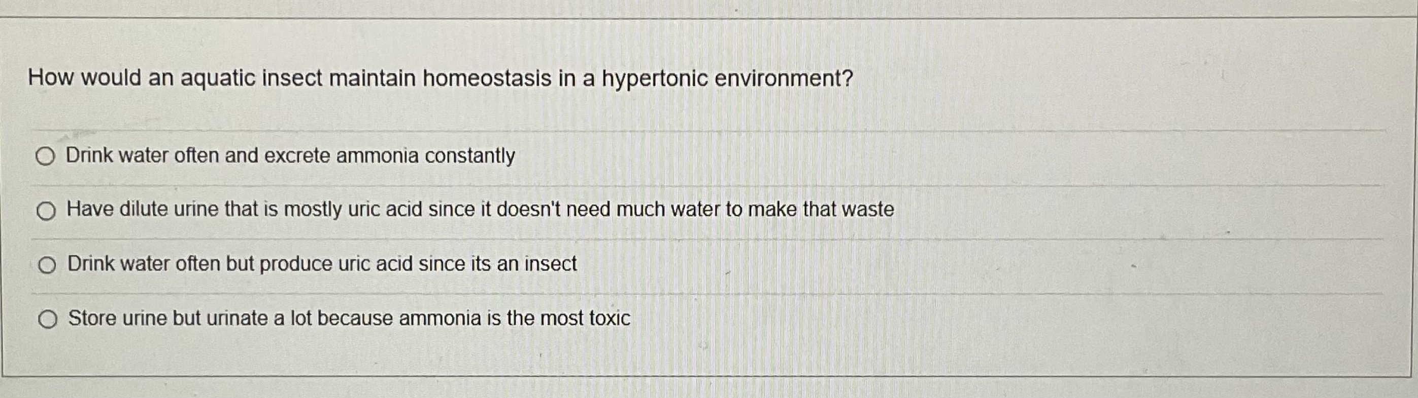 Solved How would an aquatic insect maintain homeostasis in a | Chegg.com