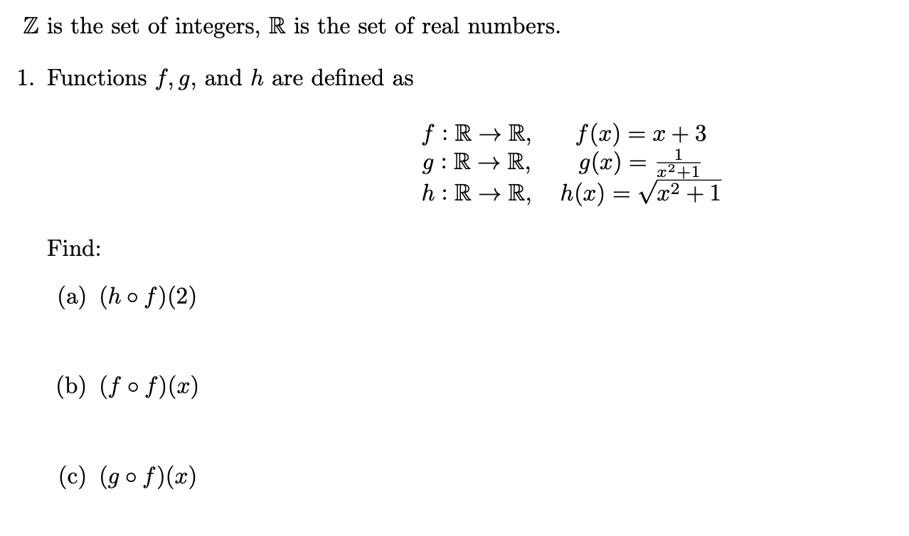 Set Z Solved Z is the set of integers, R is the set of real | Chegg.com