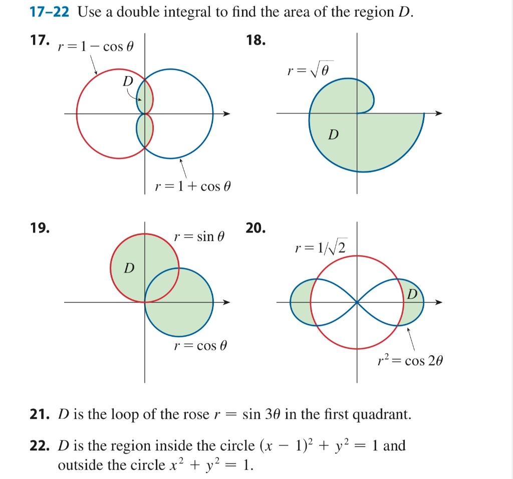 Solved 17-22 Use a double integral to find the area of the | Chegg.com