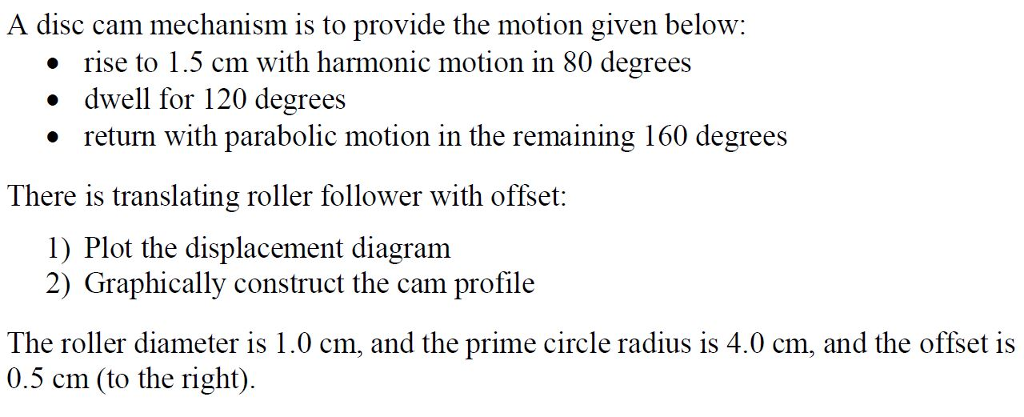 Disc Cam Example Solved A disc cam mechanism is to provide the motion given | Chegg.com