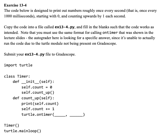Solved Exercise 13-4 The code below is designed to print out | Chegg.com