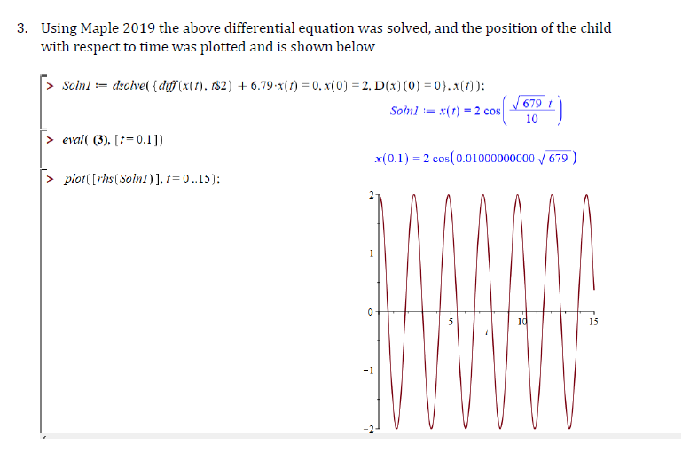 Solved 3. Using Maple 2019 the above differential equation | Chegg.com