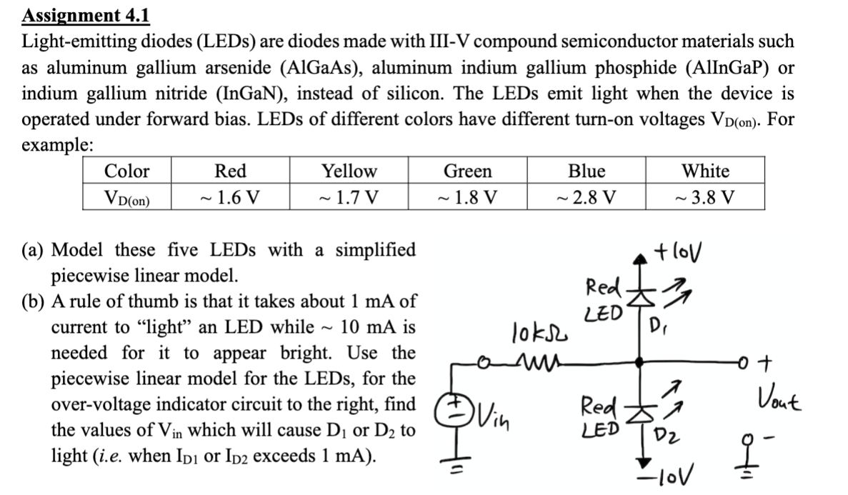 Solved Assignment 4.1 Light-emitting Diodes (LEDs) Are | Chegg.com