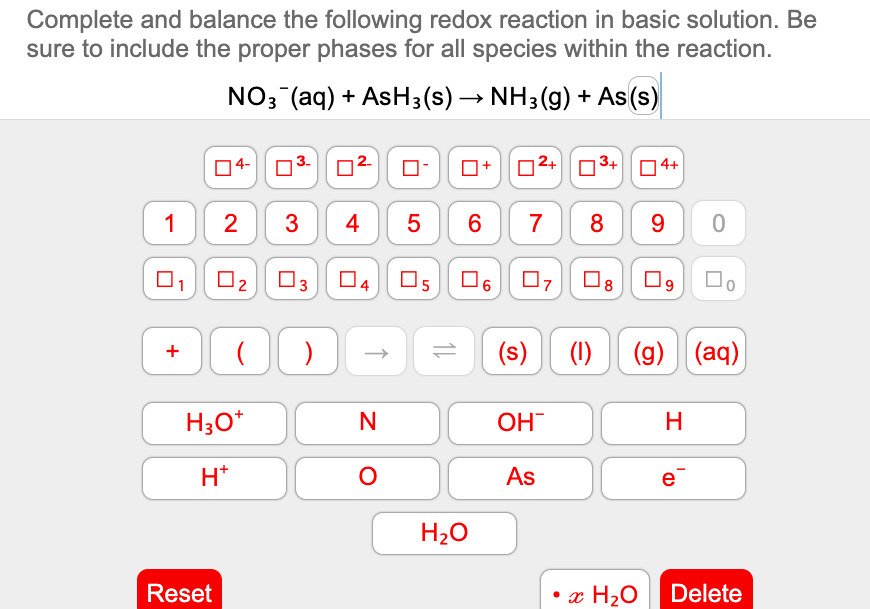 Solved Complete and balance the following redox reaction in