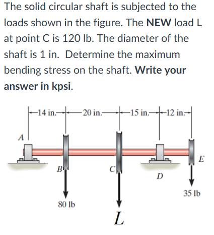 Solved The solid circular shaft is subjected to the loads | Chegg.com