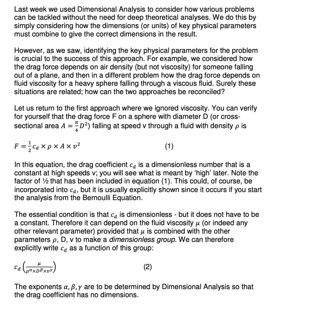 Solved Last week we used Dimensional Analysis to consider | Chegg.com
