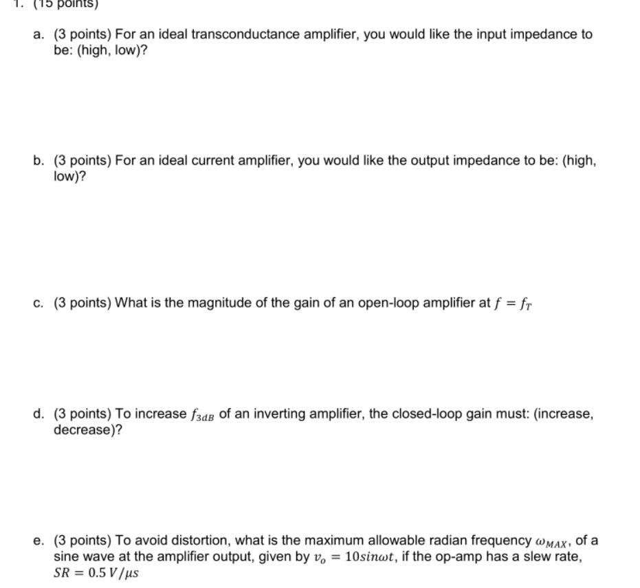 Solved 1. (15 points) a. (3 points) For an ideal