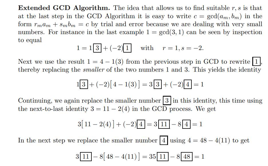 Solved Extended GCD Algorithm. The idea that allows us to | Chegg.com