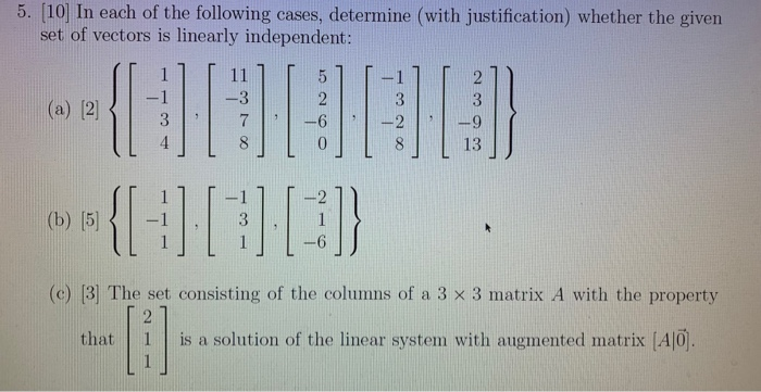 Solved 5. (10] In each of the following cases, determine | Chegg.com