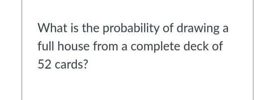 Solved What is the probability of drawing a full house from | Chegg.com