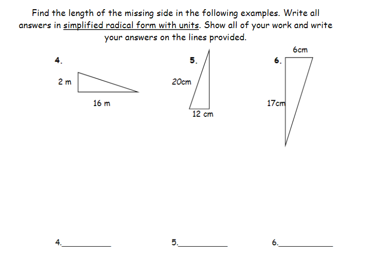 Solved Find the length of the missing side in the following | Chegg.com
