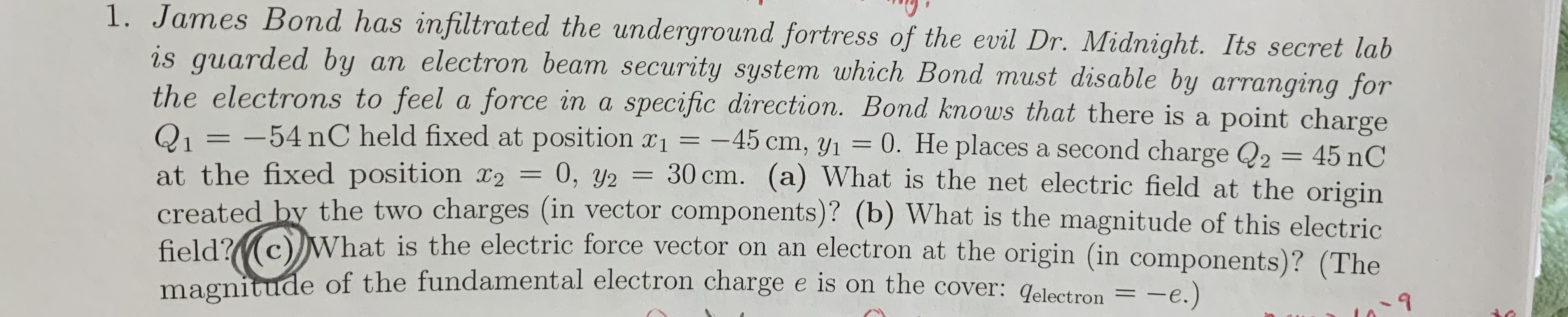 Solved A) what is the net electric field at the origin | Chegg.com
