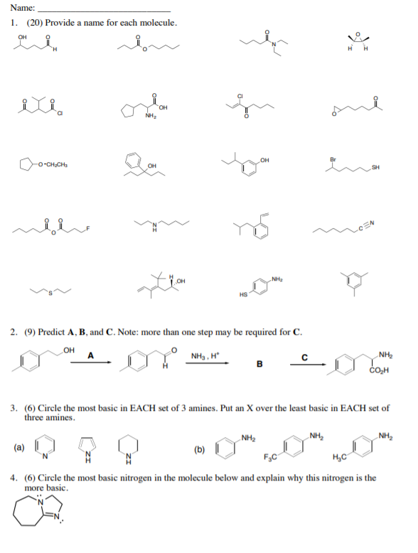 Solved Name 1 Provide A Name For Each Molecule Ai Chegg Com