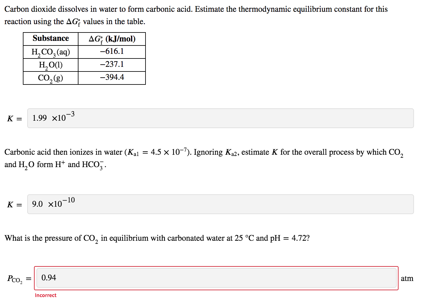 Solved Carbon dioxide dissolves in water to form carbonic