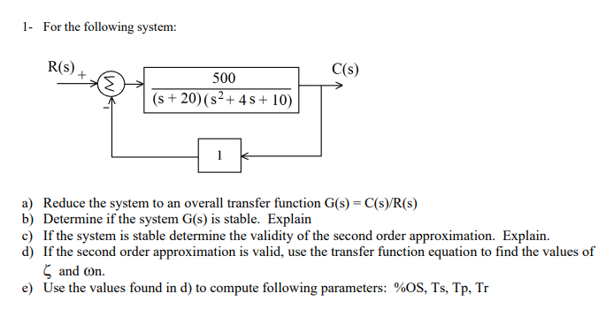Solved 1- For the following system: a) Reduce the system to | Chegg.com