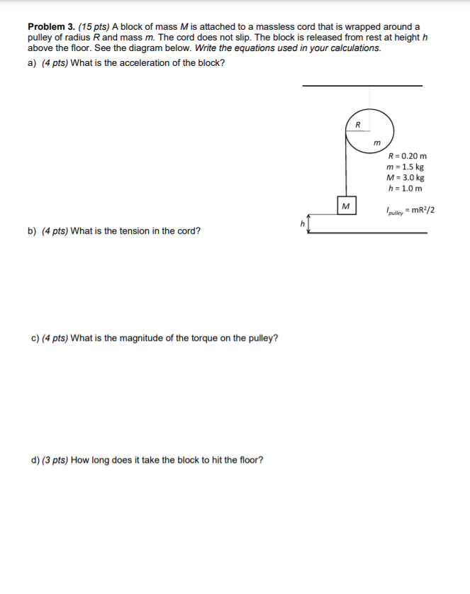 Solved Problem 3. (15 Pts) A Block Of Mass M Is Attached To | Chegg.com