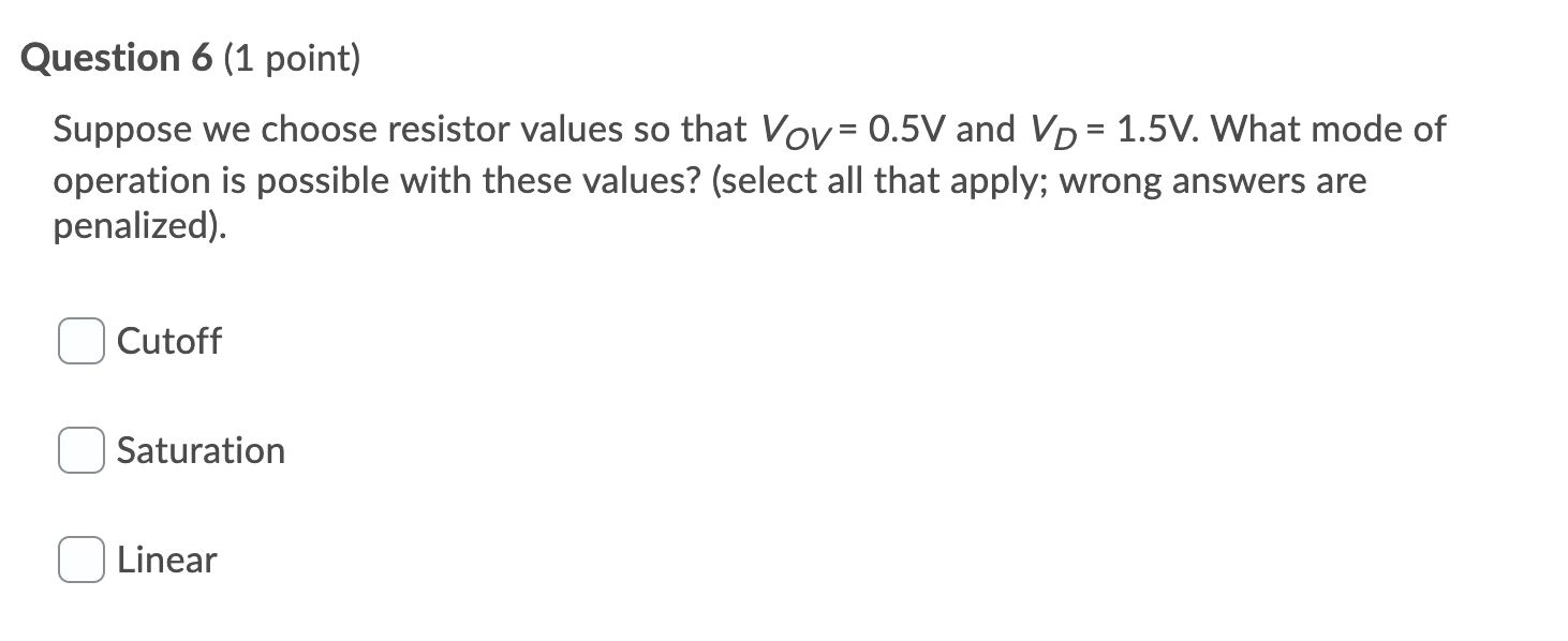 Mosfet Questions Solved MOSFET Question 1 Questions 6-11 refer to this | Chegg.com