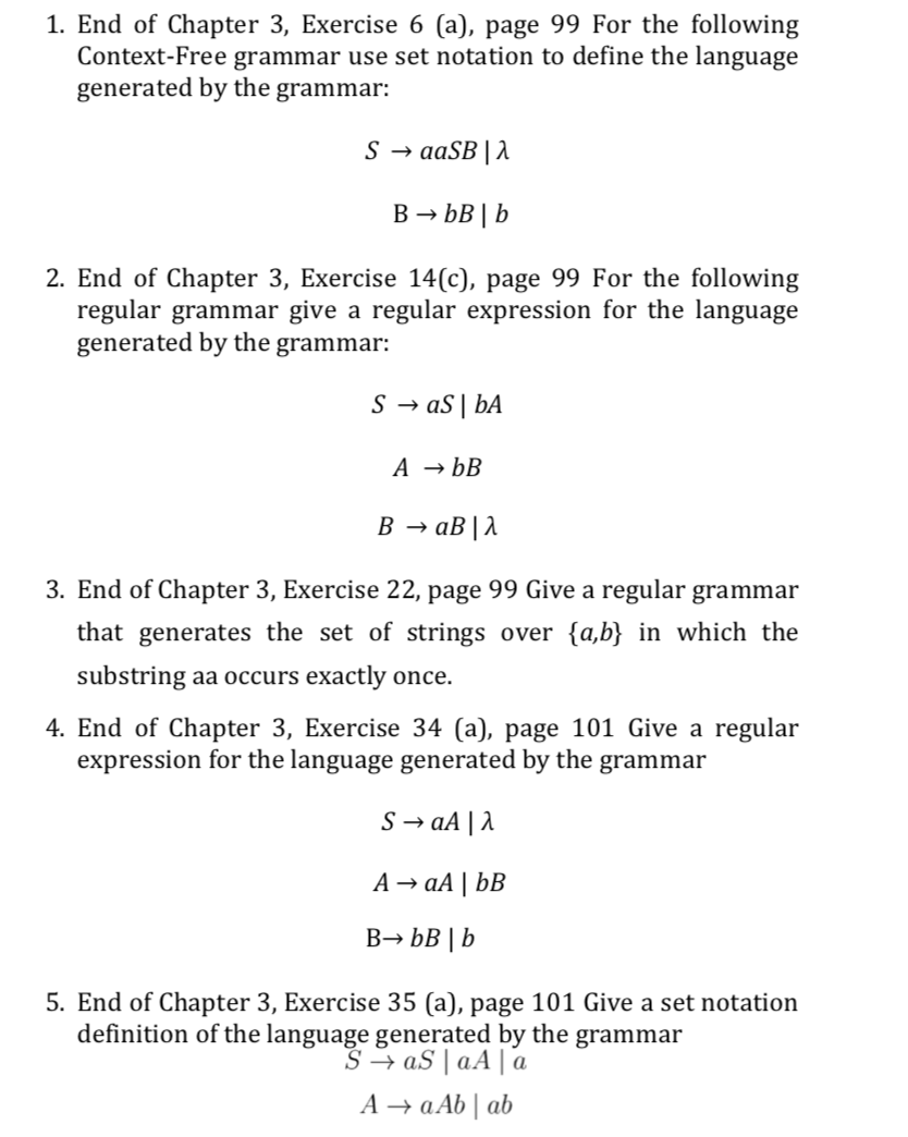 Solved Creating Regular Expressions, Regular Grammars and | Chegg.com