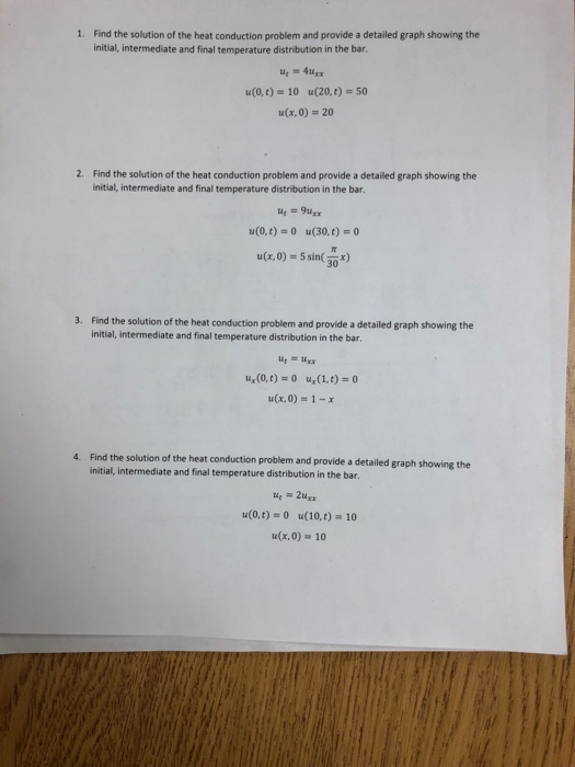 Solved 1. Find the solution of the heat conduction problem | Chegg.com