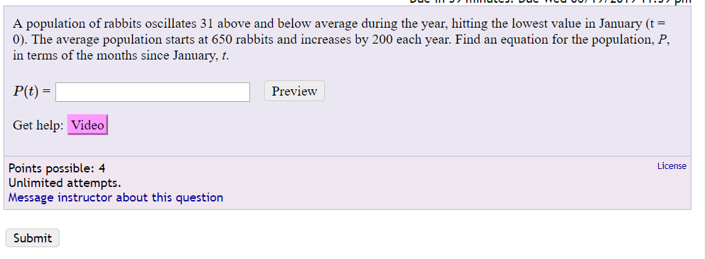 Solved A Population Of Rabbits Oscillates 31 Above And Below | Chegg.com