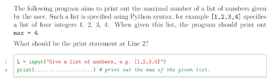 Solved The following program aims to print out the maximal | Chegg.com