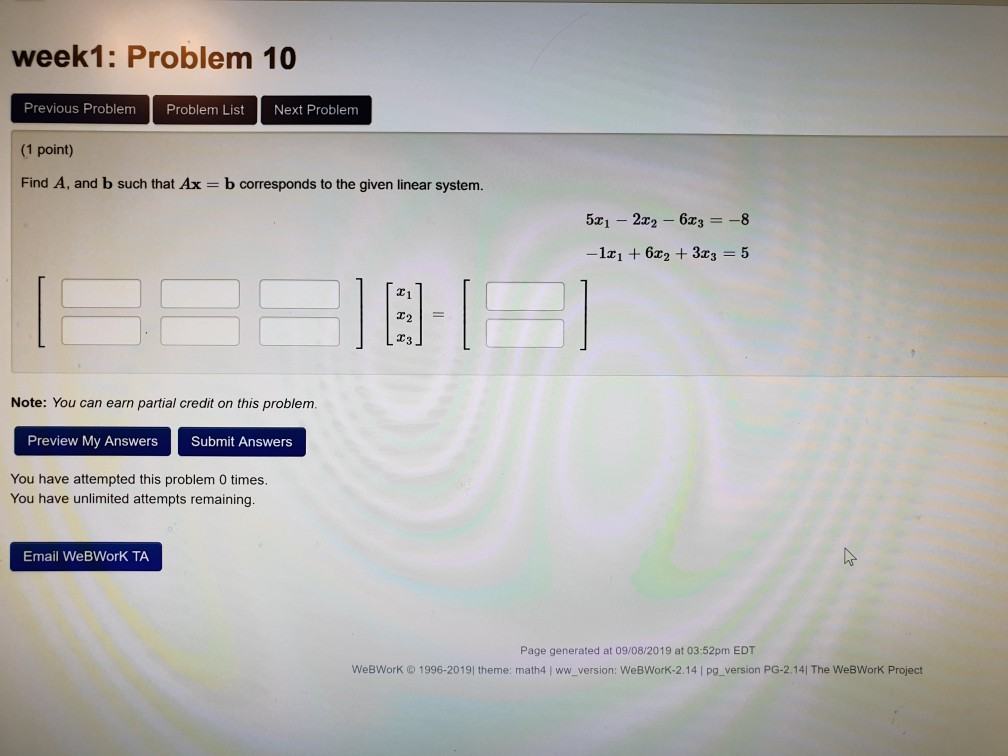 Solved week1: Problem 10 Previous Problem Problem List Next | Chegg.com