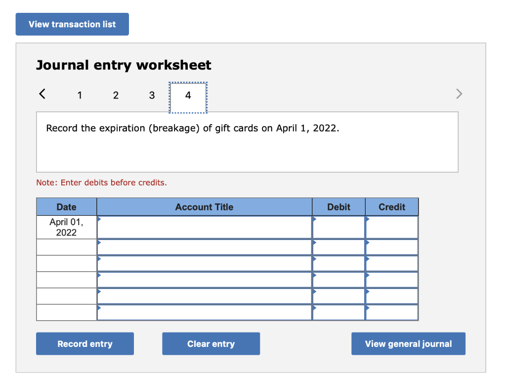Solved Exercise 811A Record gift card transactions (LO84)