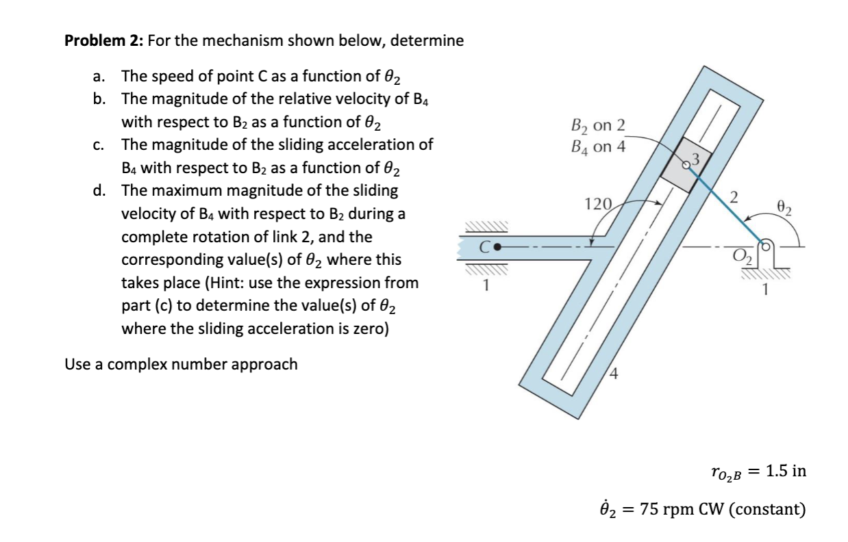 Solved Problem 2: For the mechanism shown below, determinea. | Chegg.com