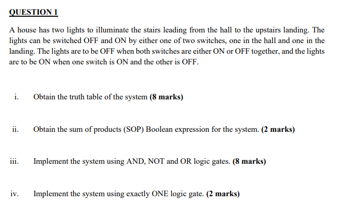 Solved QUESTION 1 A house has two lights to illuminate the | Chegg.com