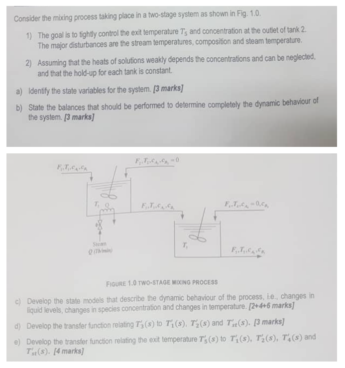 Solved Consider the mixing process taking place in a | Chegg.com