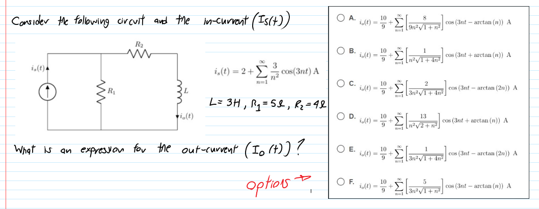 Solved Consider the following circuit and the in-current | Chegg.com