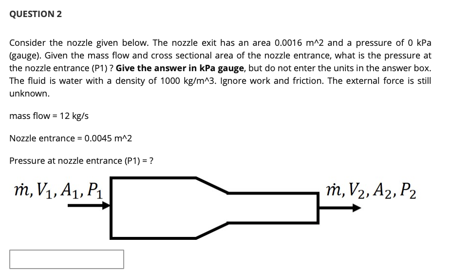 Solved QUESTION 2 Consider the nozzle given below. The | Chegg.com