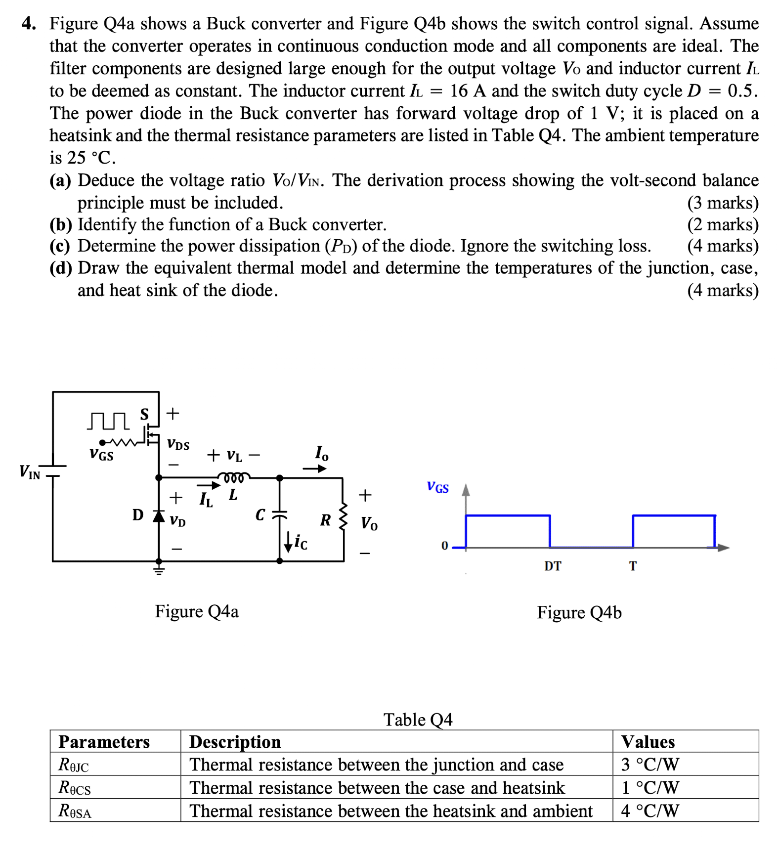 Solved Figure Q4a shows a Buck converter and Figure Q4b | Chegg.com