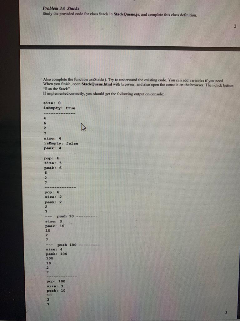 Solved Problem 3A Stacks Study the provided code for class | Chegg.com