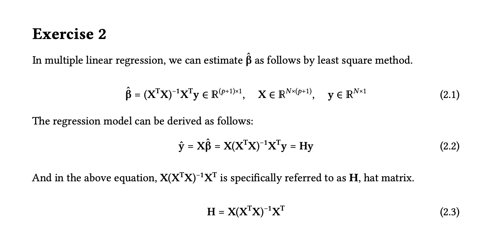 Solved Exercise 2 In Multiple Linear Regression, We Can | Chegg.com