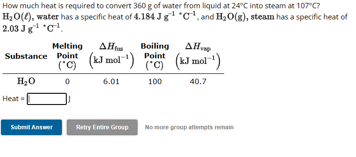 How much heat is required to convert 360g ﻿of water | Chegg.com