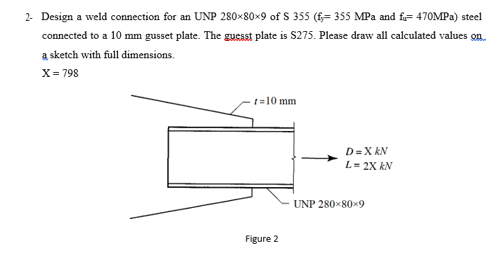 Solved 2- Design a weld connection for an UNP 280x80x9 of S | Chegg.com