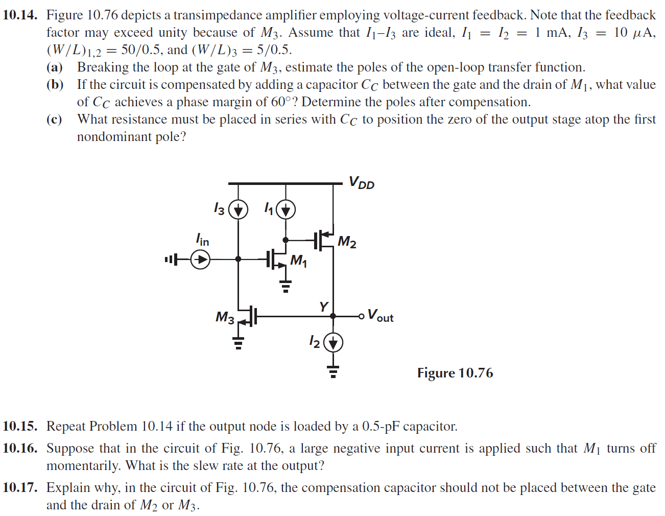 Solved 10.14. Figure 10.76 Depicts A Transimpedance | Chegg.com