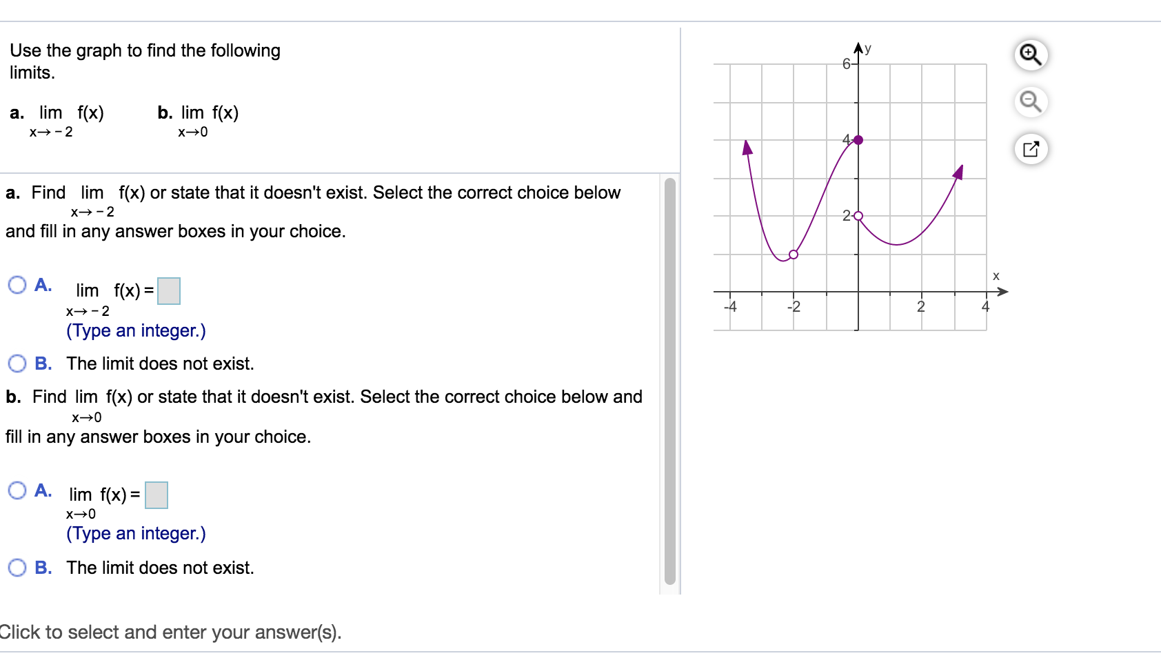 Solved Use The Graph To Find The Following Limits O O A Chegg Com