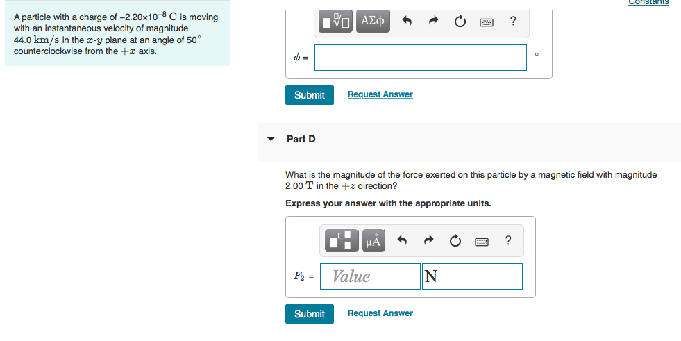 Solved Constants Part B A Particle With A Charge Of | Chegg.com