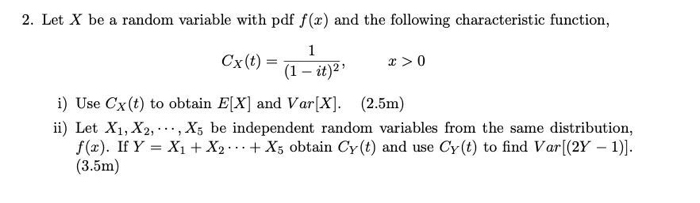 Solved Let X be a random variable with pdf f(x) and the | Chegg.com