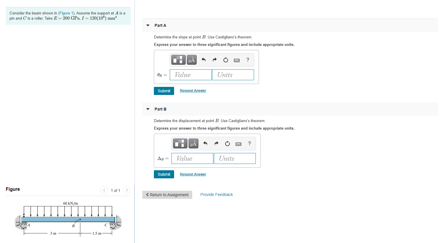 Solved Consider the beam shown in (Figure 1). Assume the | Chegg.com